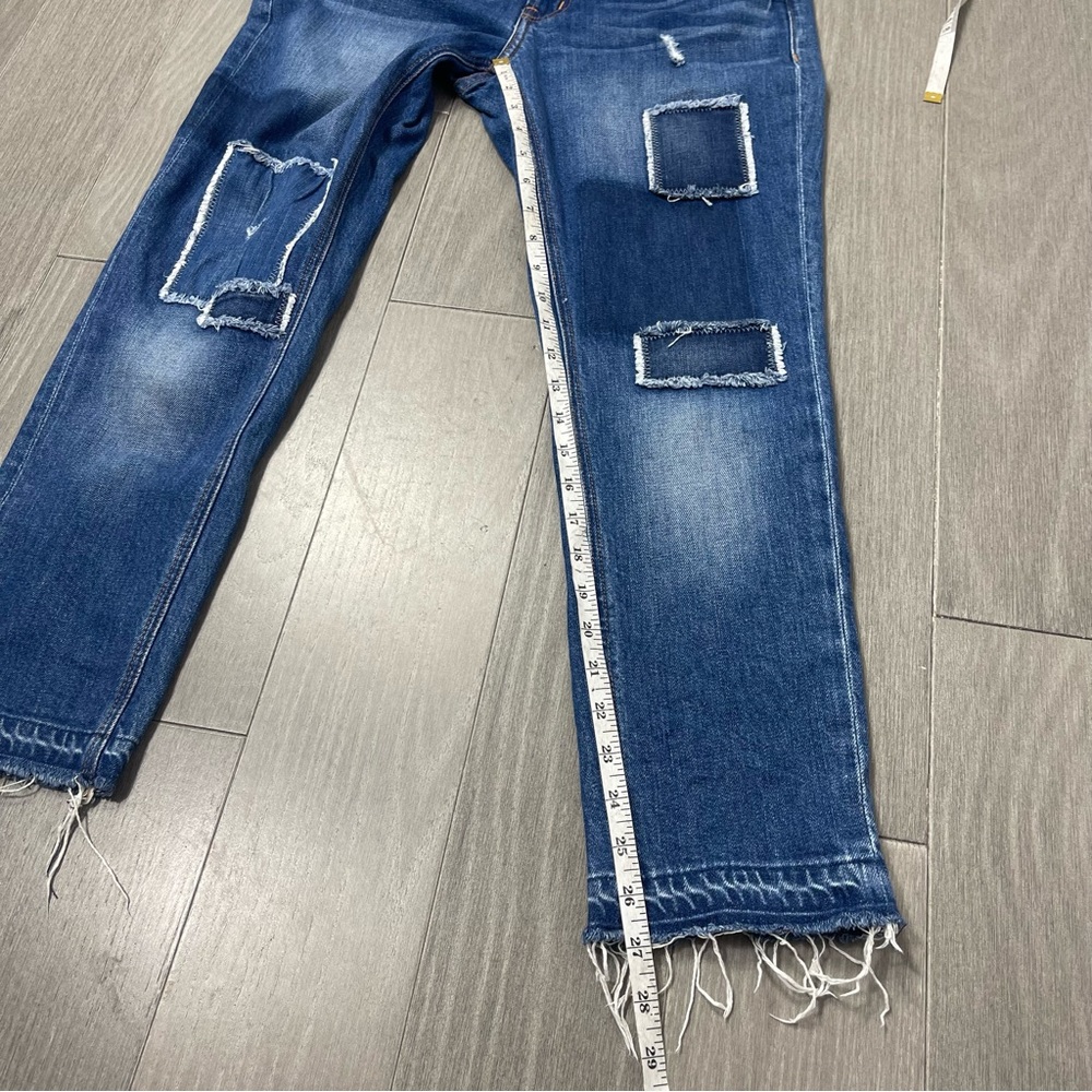 Derek Lam 10 Crosby Mila Mid Rise Girlfriend Patchwork Released Hem Jeans 27 - Picture 14 of 16